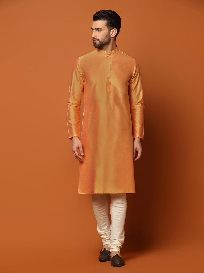 Grey Cotton Silk Printed Sherwani Kurta Churidar Set