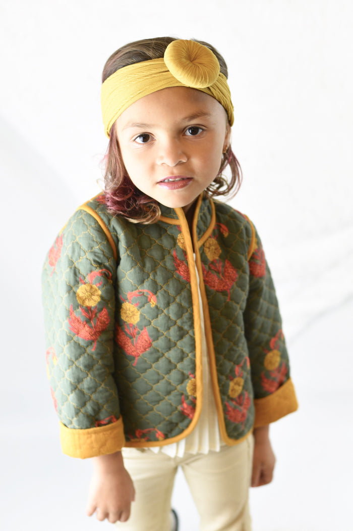Grey Floral & Mustard Reversible Jacket Dress Yo Baby Wholesale
