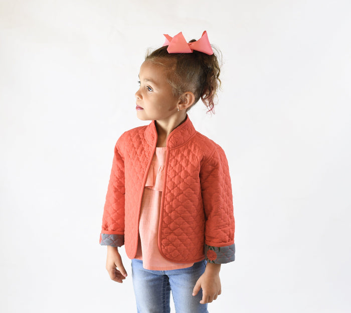 Grey Floral & Orange Reversible Jacket Dress Yo Baby Wholesale