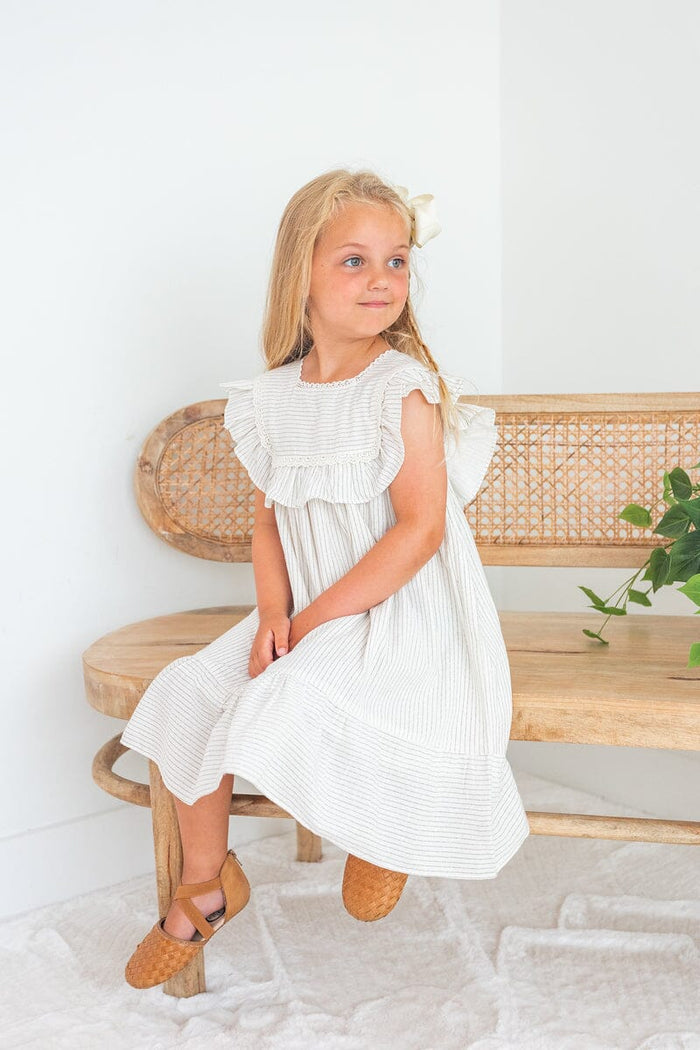 Grey Stripes Square Neck Lace Dress Dress Yo Baby India