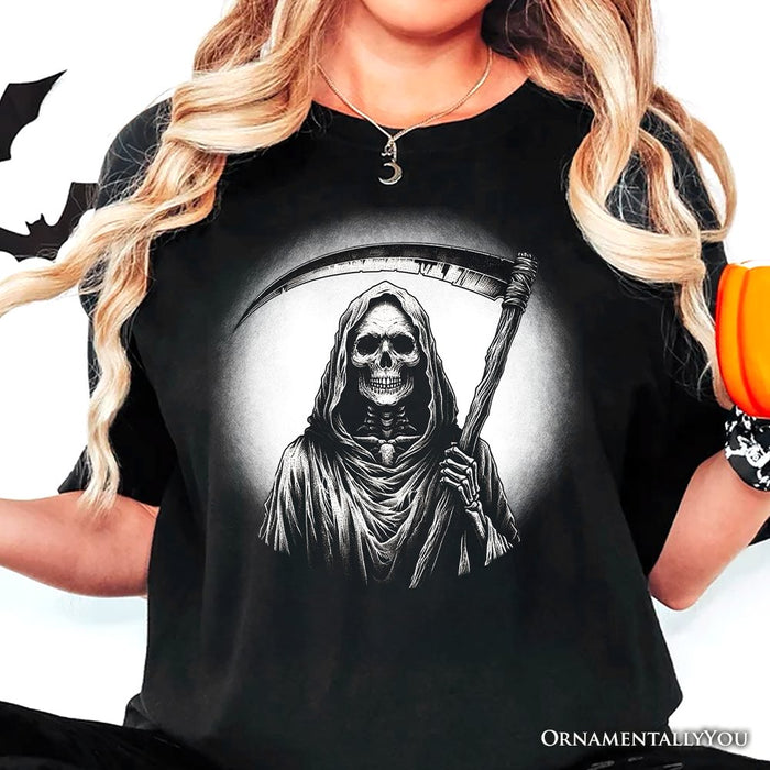 Grim Reaper Spooky Portrait T-Shirt, Horror Villain Theme Halloween Tee T-Shirts OrnamentallyYou