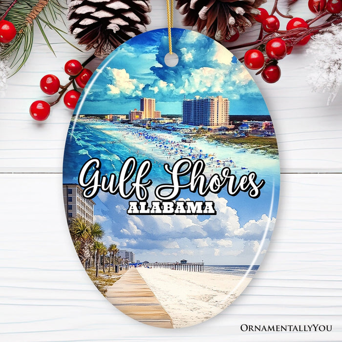 Gulf Shores Christmas Ornament, Alabama's Coastal Souvenir and Tree Decor Ceramic Ornament OrnamentallyYou Oval