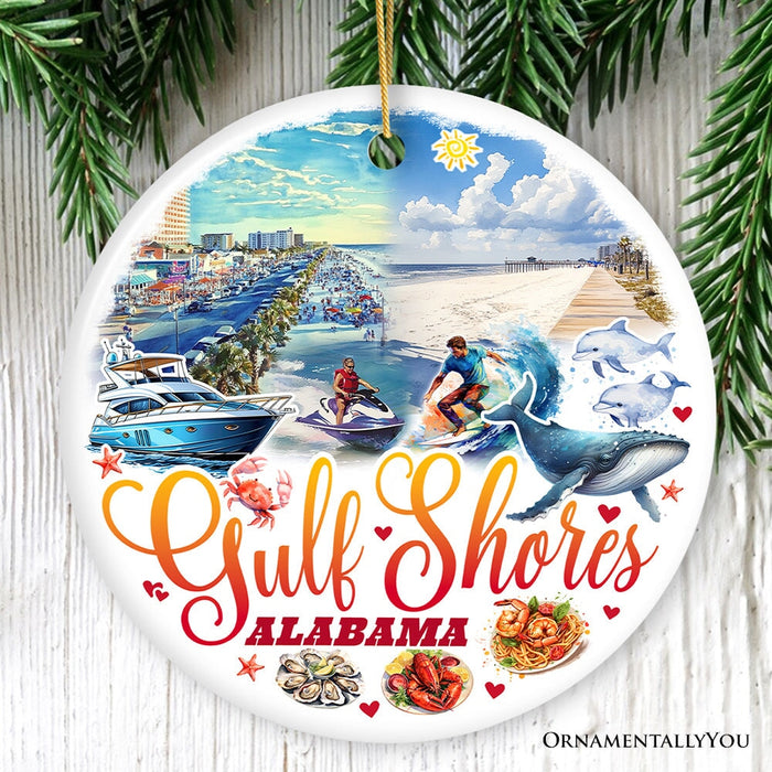 Gulf Shores Christmas Ornament, Alabama's Coastal Souvenir and Tree Decor Ceramic Ornament OrnamentallyYou Circle