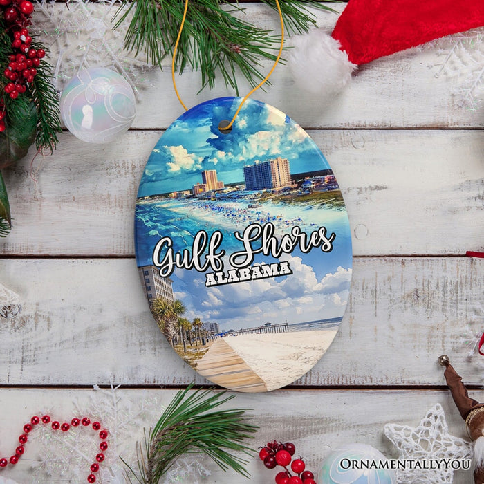 Gulf Shores Christmas Ornament, Alabama's Coastal Souvenir and Tree Decor Ceramic Ornament OrnamentallyYou