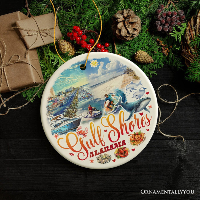 Gulf Shores Christmas Ornament, Alabama's Coastal Souvenir and Tree Decor Ceramic Ornament OrnamentallyYou