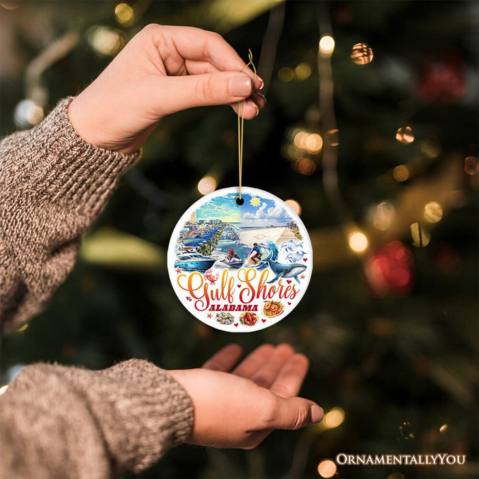 Gulf Shores Christmas Ornament, Alabama's Coastal Souvenir and Tree Decor Ceramic Ornament OrnamentallyYou
