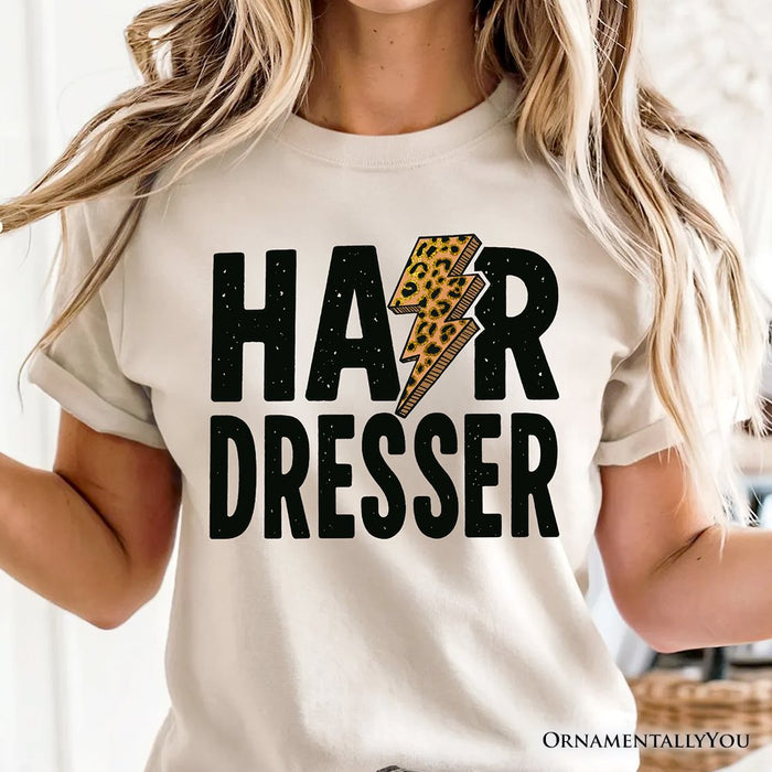 Hairdresser Leopard Lightning T-Shirt, Retro Stylist Tee T-Shirts OrnamentallyYou