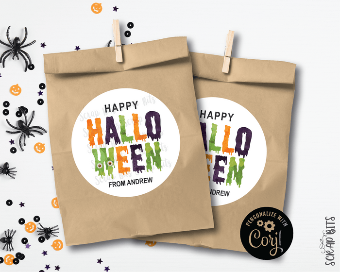 Halloween Slime Stickers . Printable Halloween Labels, Instant Download Editable Template - Scrap Bits
