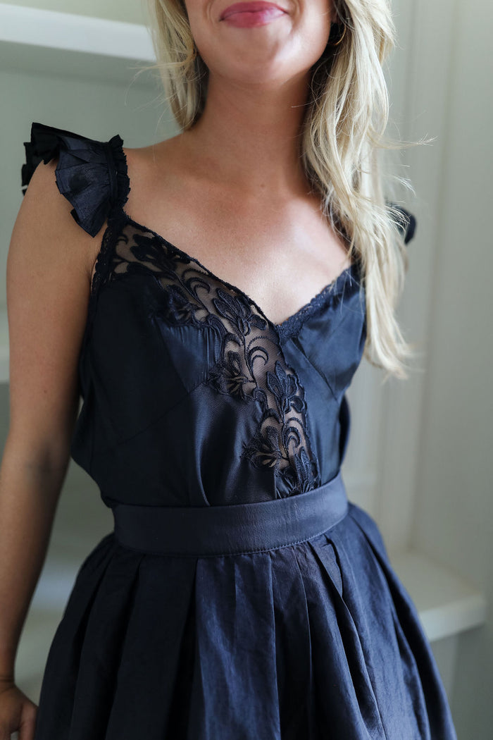 Harmony Lace Tank - Black FREE PEOPLE