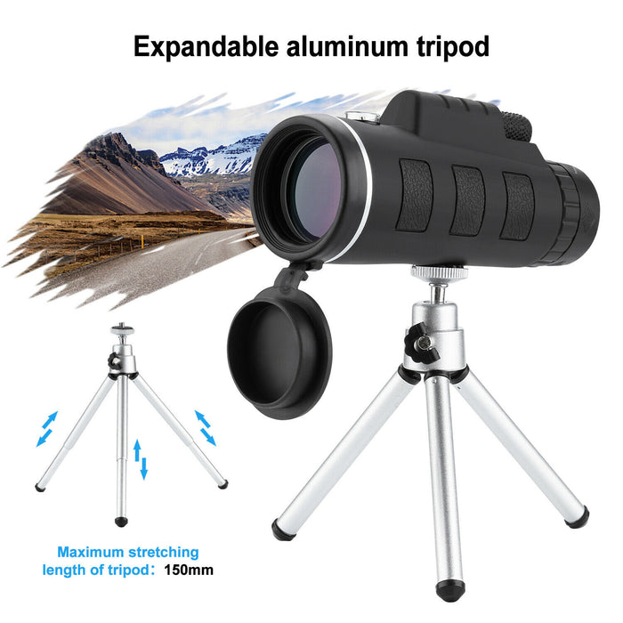 HD Monocular Telescope With Phone Tripod | 40X60mm Night Vision Lens Included For Outdoor Hiking