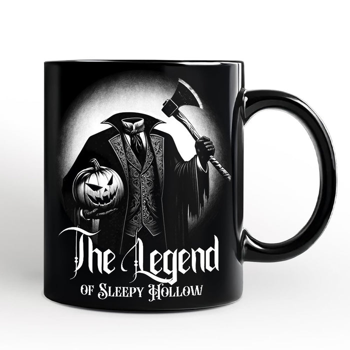 Headless Horseman Spooky Portrait Personalized Mug Horror Villain Theme Halloween Gift with Custom Name Personalized Ceramic Mug OrnamentallyYou Black Non-Custom