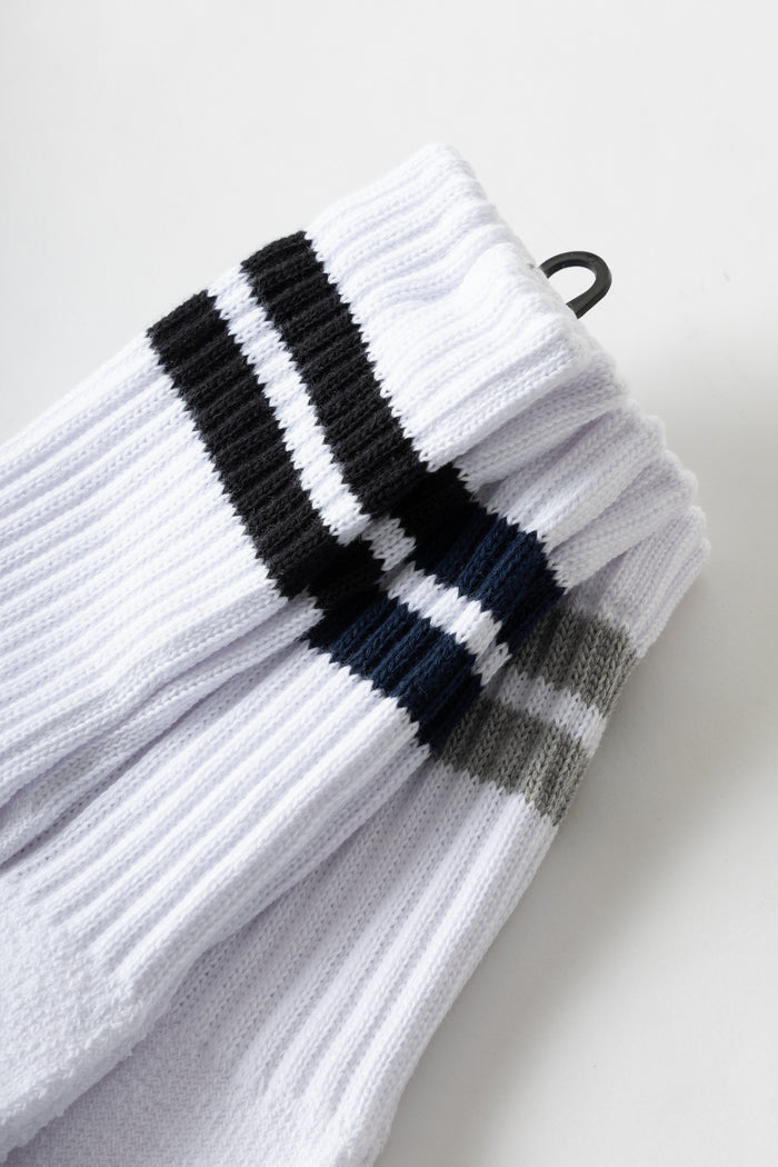 Healthknit white multi (black, navy, grey) sock