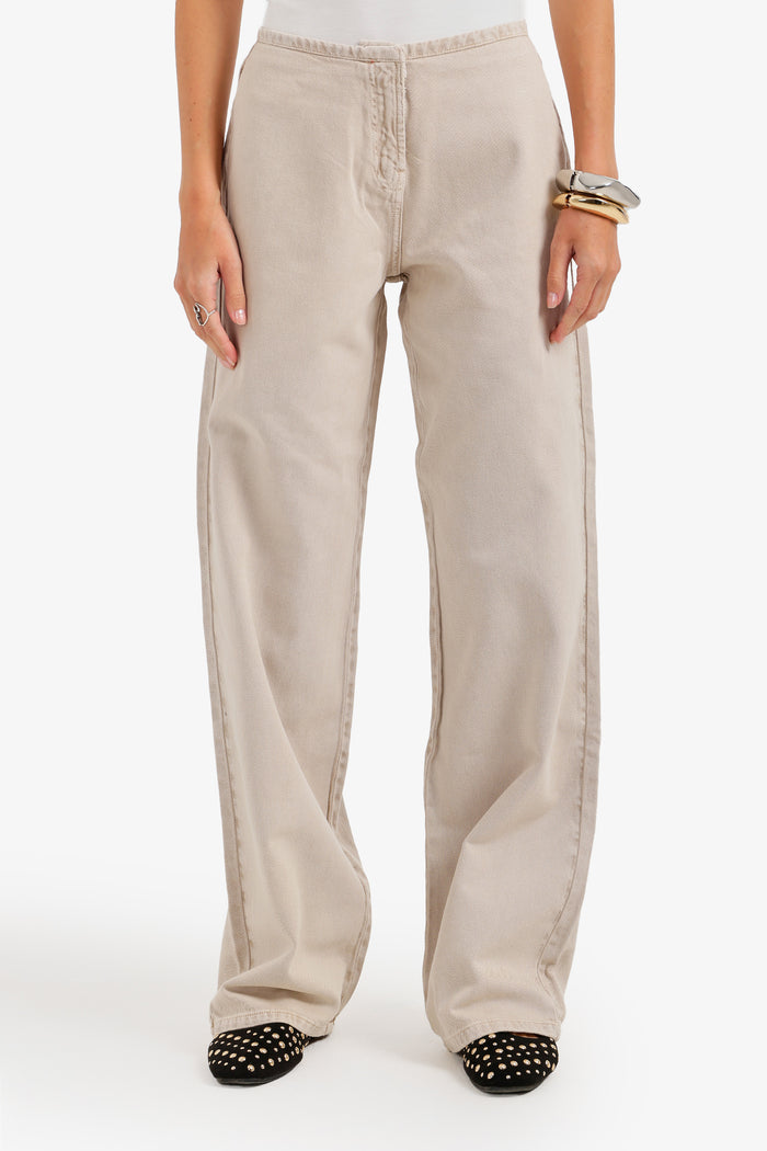 Hidden-Closure Denim Pants
