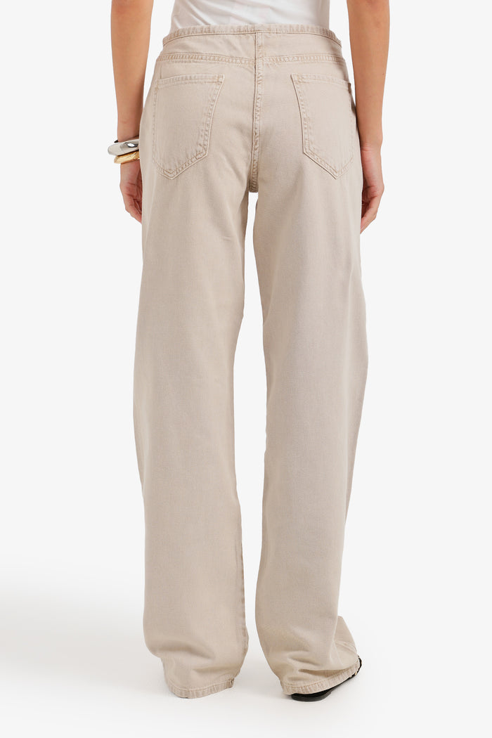 Hidden-Closure Denim Pants
