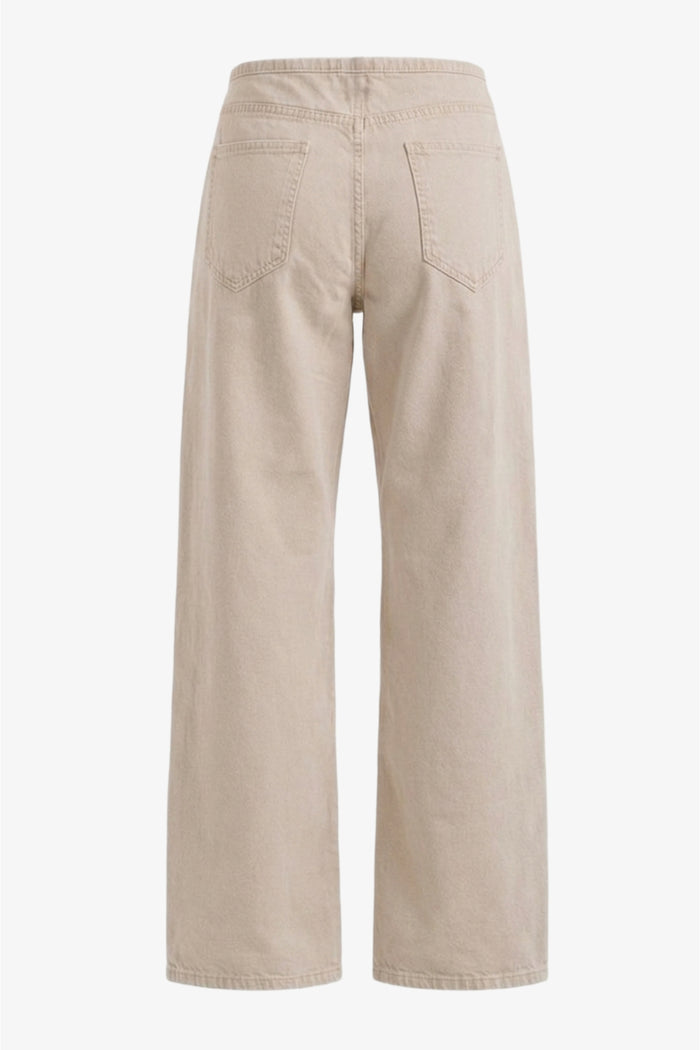 Hidden-Closure Denim Pants