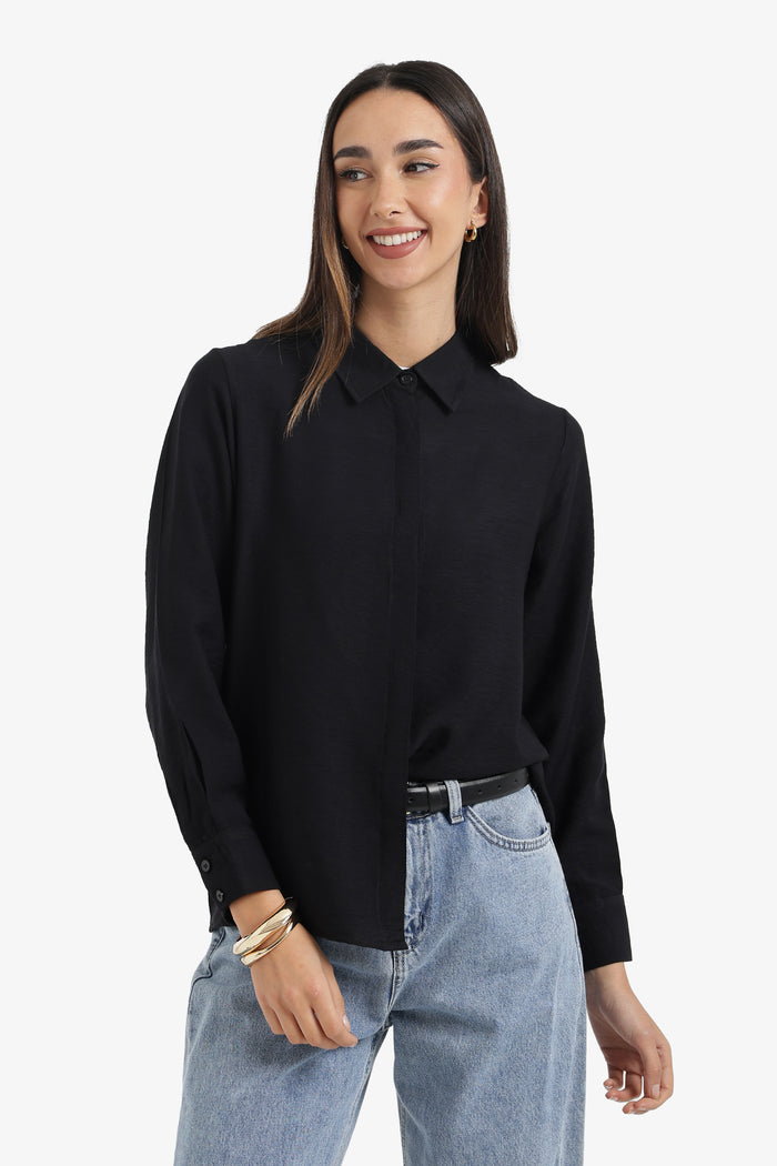 Hidden Placket Lounge Shirt