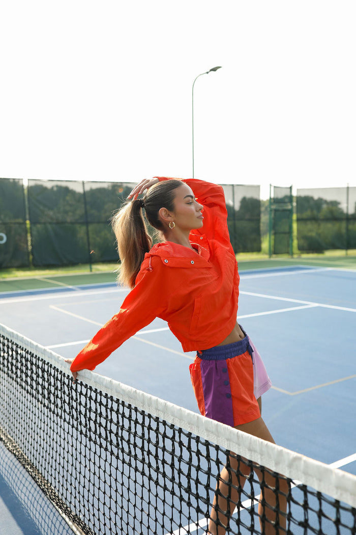 Hooded Pull Over - Orange FREE PEOPLE