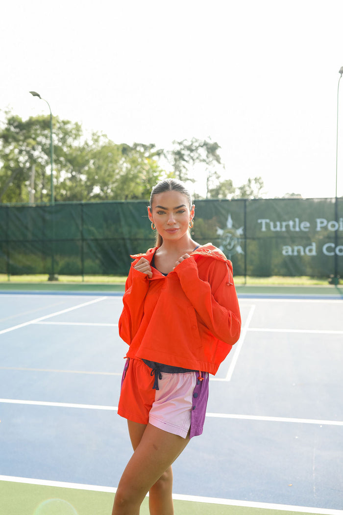 Hooded Pull Over - Orange FREE PEOPLE