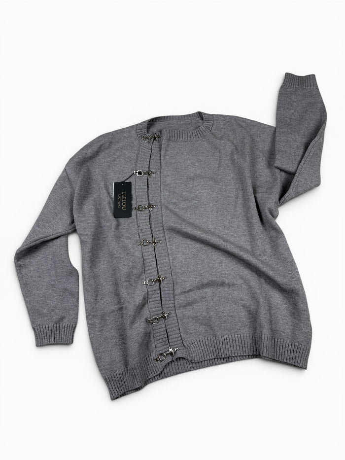 Hook Closure Knit Cardigan