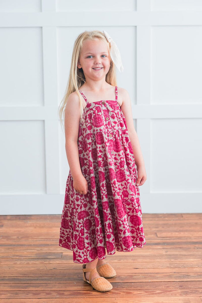 Hot Pink Floral Printed Tiered Dress dress & diaper cover, DRESS Yo Baby India