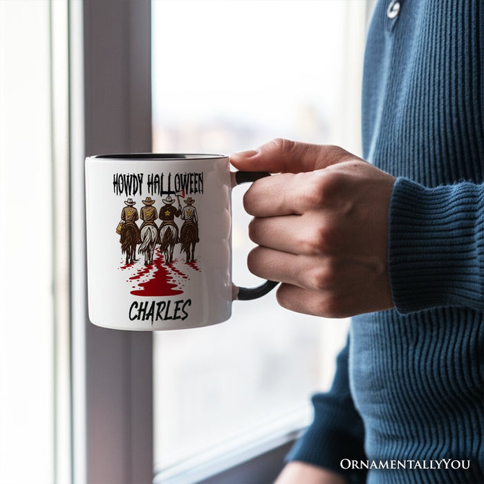 Howdy Halloween Cowboy Men Personalized Mug, Sheriff Western Riders Spooky Gift with Custom Name Personalized Ceramic Mug OrnamentallyYou