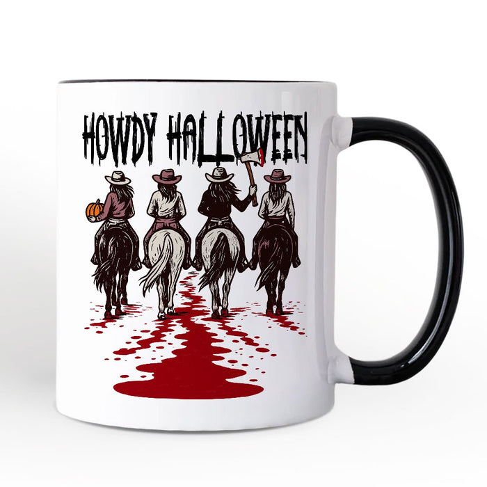 Howdy Halloween Cowgirl Women Personalized Mug, Empowered Western Spooky Gift with Custom Name Personalized Ceramic Mug OrnamentallyYou White - Black Non-Custom