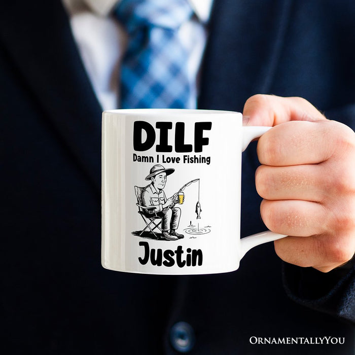 I Love Fishing Personalized Mug, Playful Fisherman Lover Man's Gift With Custom Name Personalized Ceramic Mug OrnamentallyYou