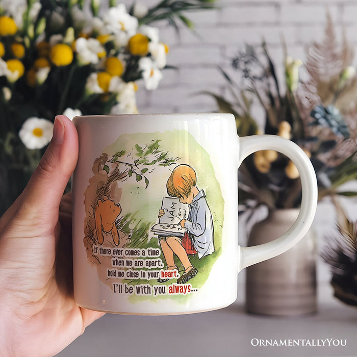 If We're Apart Keep Me in Your Heart Winnie-the-Pooh Personalized Mug, 1926 A.A. Milne Gift with Custom Name Personalized Ceramic Mug OrnamentallyYou