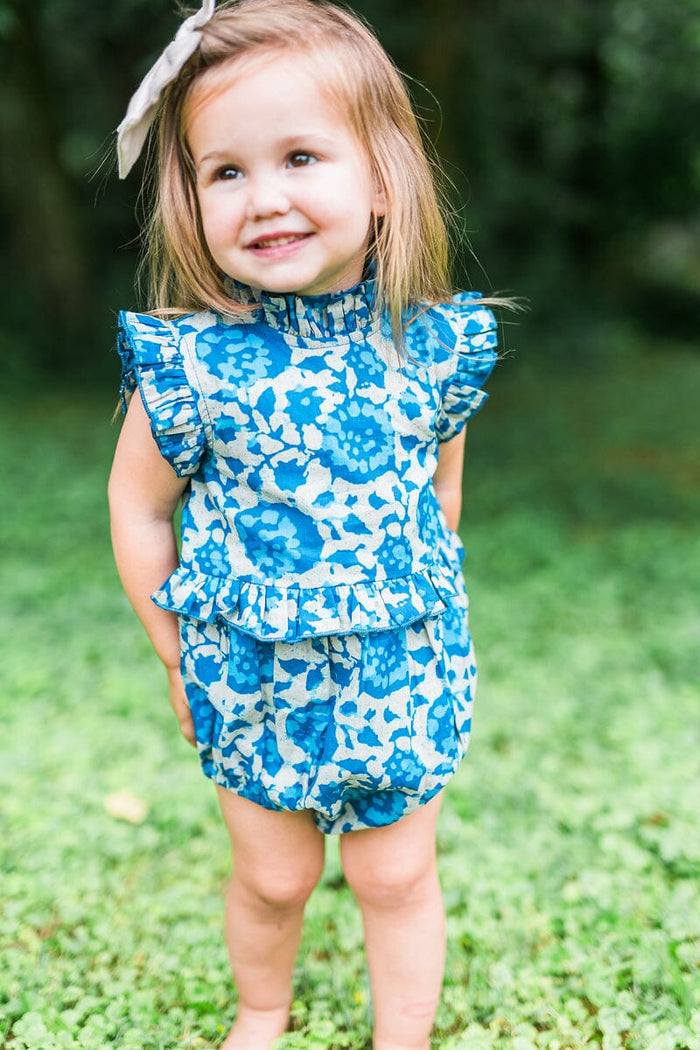 Indigo Floral Print Baby Romper Yo Baby India