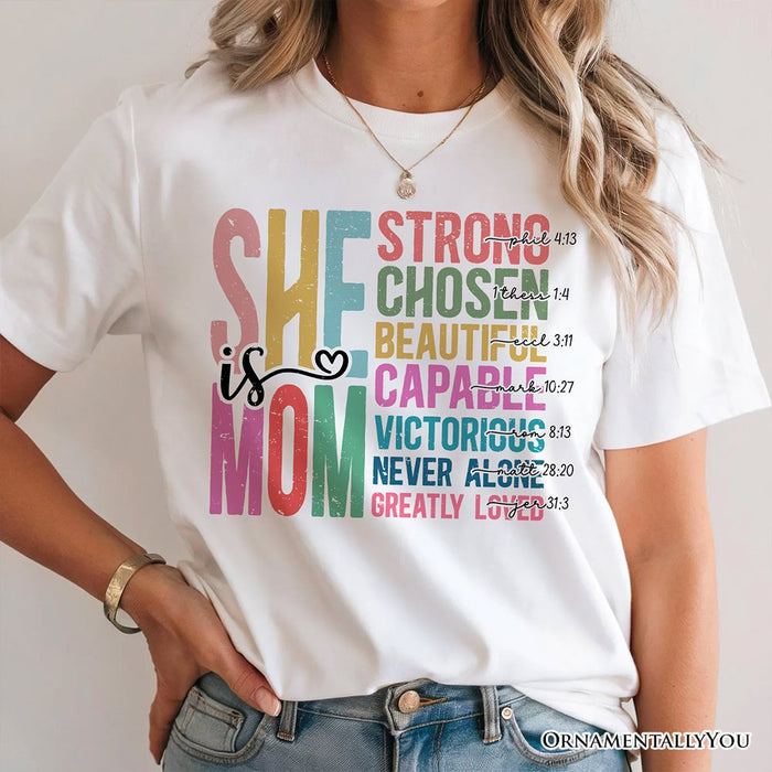 Inspirational Christian Mom T-Shirt, Affirmation White Tee for Strong and Motivated Mothers T-Shirts OrnamentallyYou