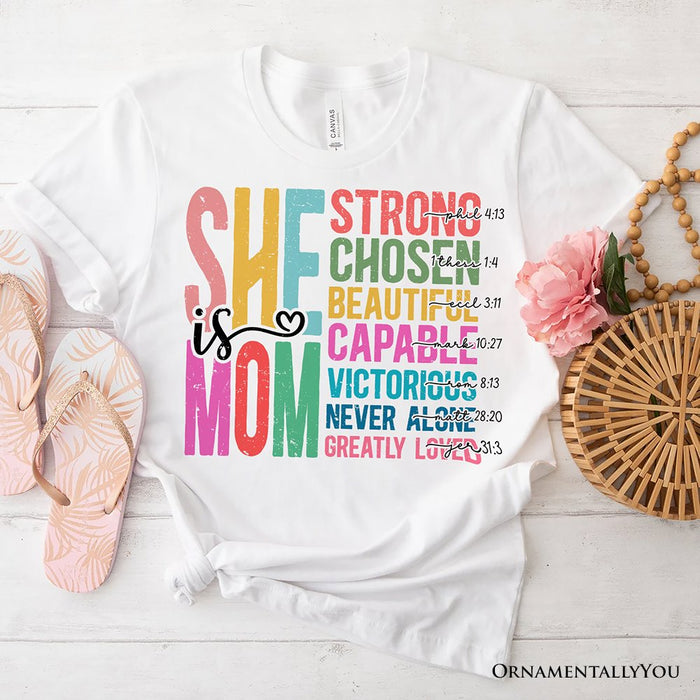 Inspirational Christian Mom T-Shirt, Affirmation White Tee for Strong and Motivated Mothers T-Shirts OrnamentallyYou White XS