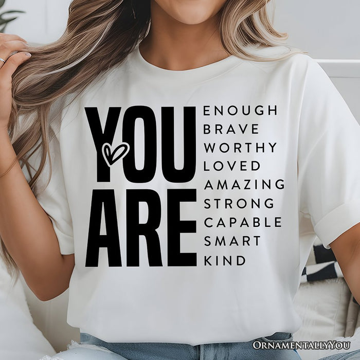 Inspirational Words T-Shirt, Minimalist White Tee for Encouraging and Loving Significant Others T-Shirts OrnamentallyYou