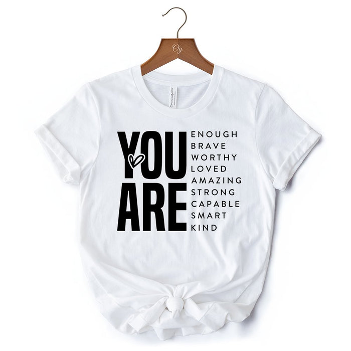 Inspirational Words T-Shirt, Minimalist White Tee for Encouraging and Loving Significant Others T-Shirts OrnamentallyYou