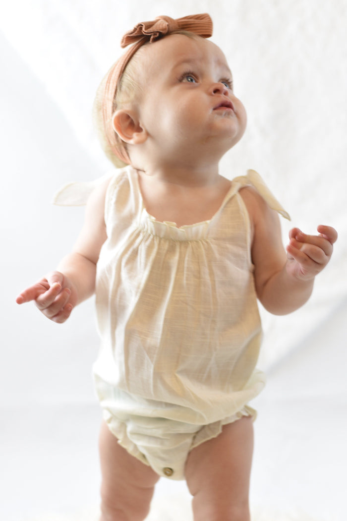 Ivory Romper with Shoulder Ties Dress Yo Baby Wholesale