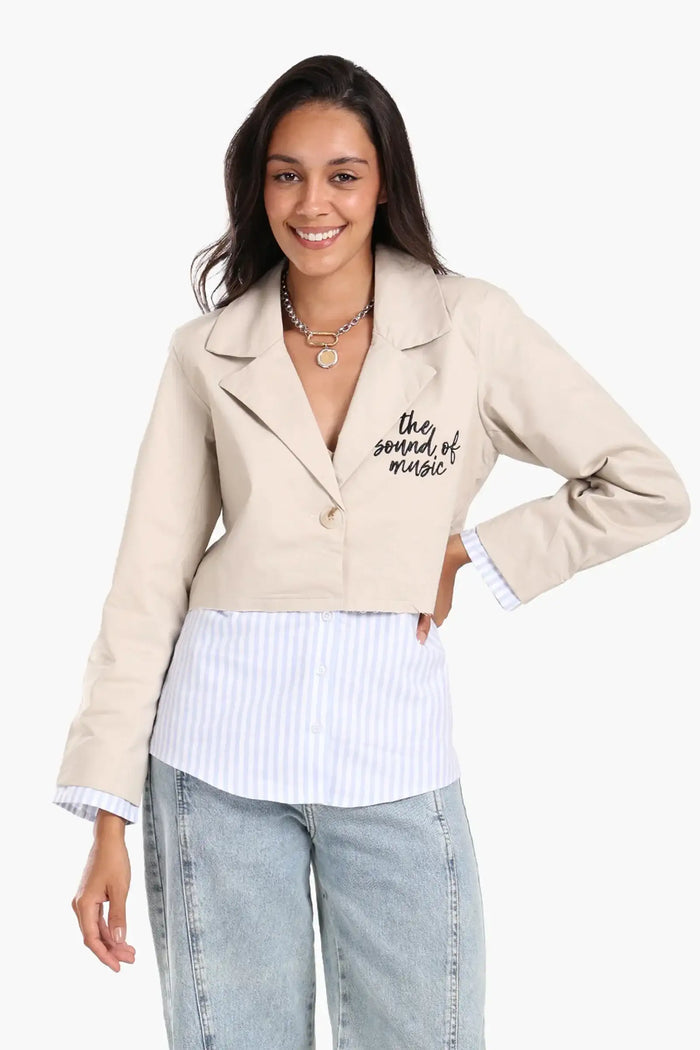 Jacket with Exposed Striped Cuffs