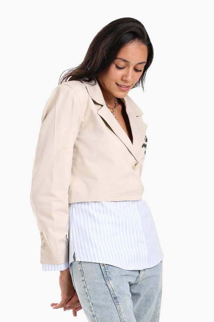 Jacket with Exposed Striped Cuffs
