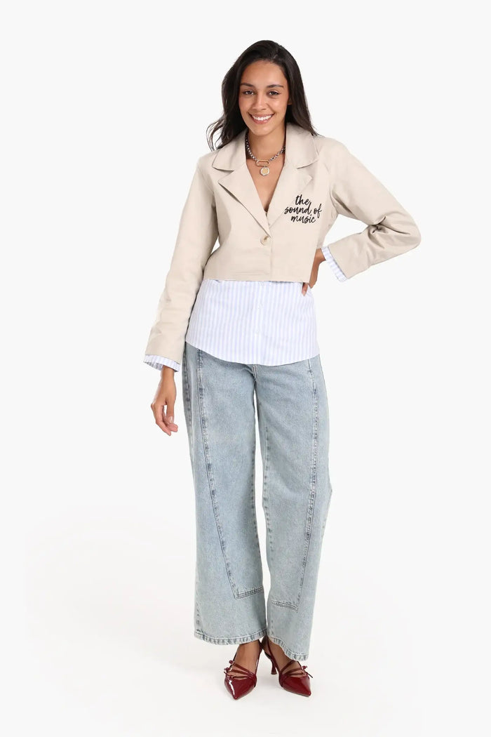 Jacket with Exposed Striped Cuffs