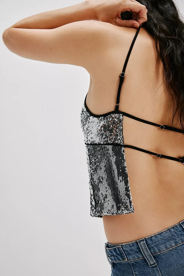 James Sequin Tank - Silver Combo FREE PEOPLE