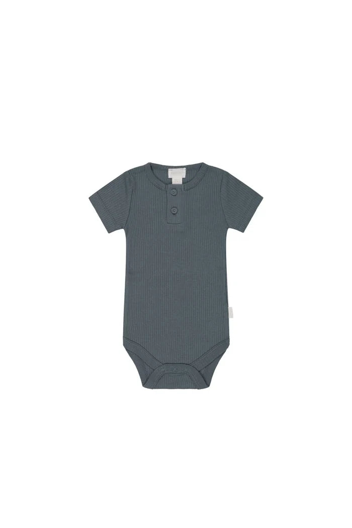 Jamie Kay Organic Rib Short Sleeve Bodysuit - Smoke