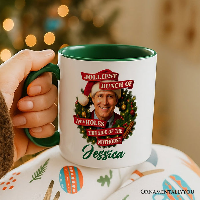 Jolliest Bunch of Assholes Personalized Mug, Griswold’s Family Christmas Vacation Gift with Custom Name Personalized Ceramic Mug OrnamentallyYou