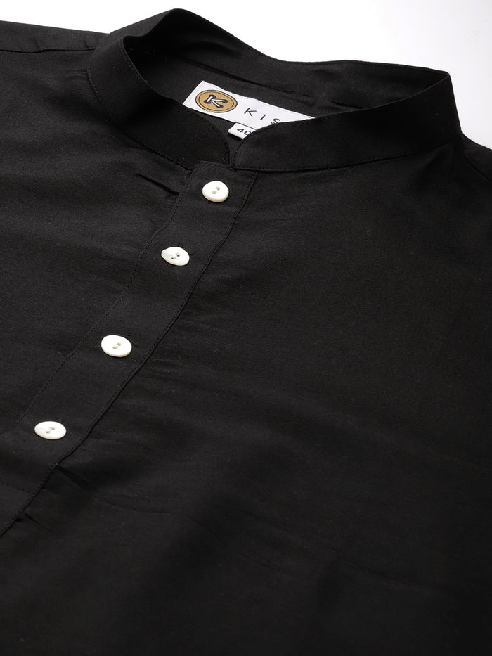 Kisah Men Black Color Kurta Jacket Set