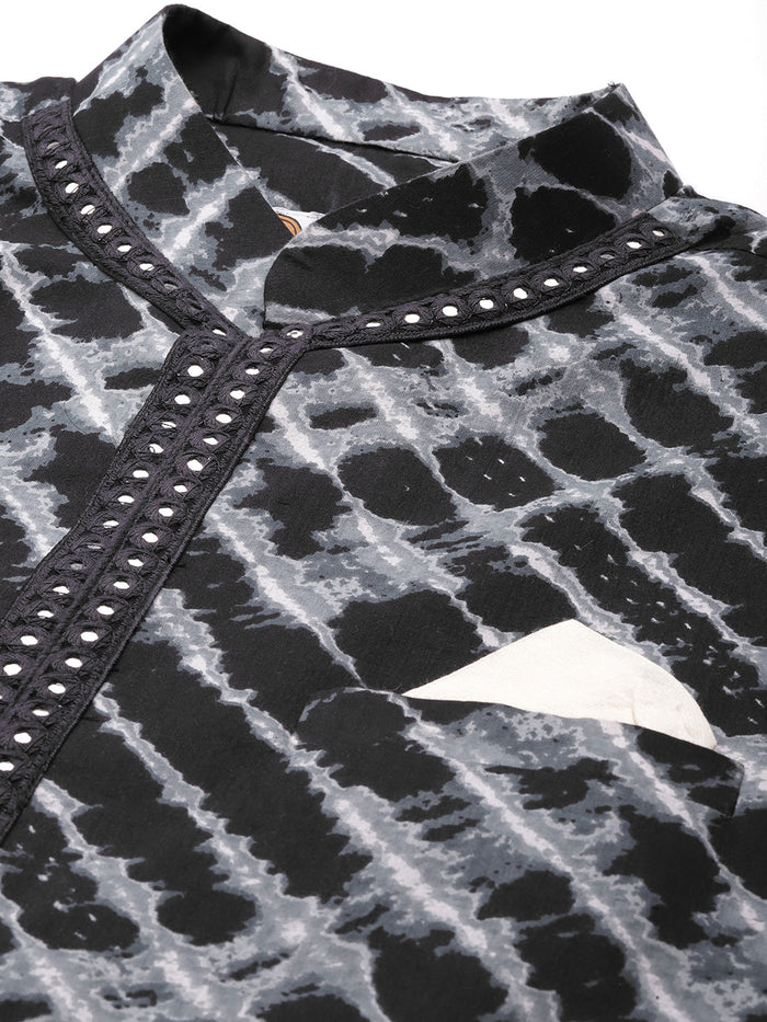 Kisah Men Black Color Kurta Jacket Set