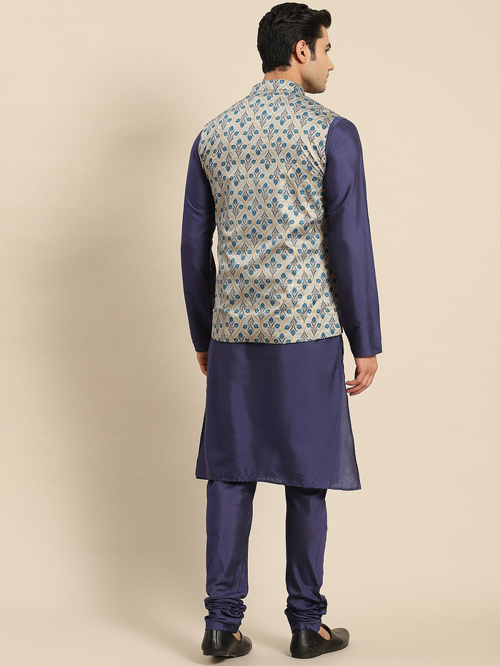 Kisah Men Blue Kurta Jacket Set