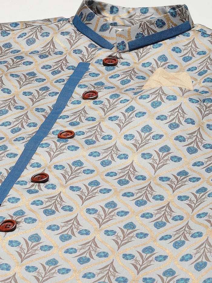 Kisah Men Blue Kurta Jacket Set