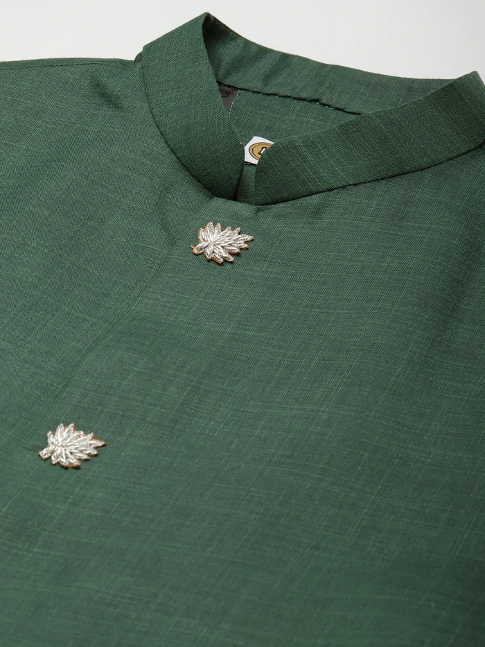 Kisah men Bottle green kurta jacket set