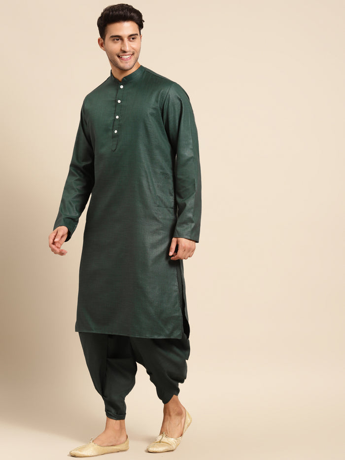 Kisah men Bottle green kurta jacket set