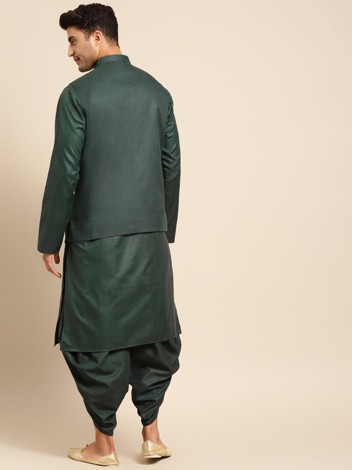 Kisah men Bottle green kurta jacket set