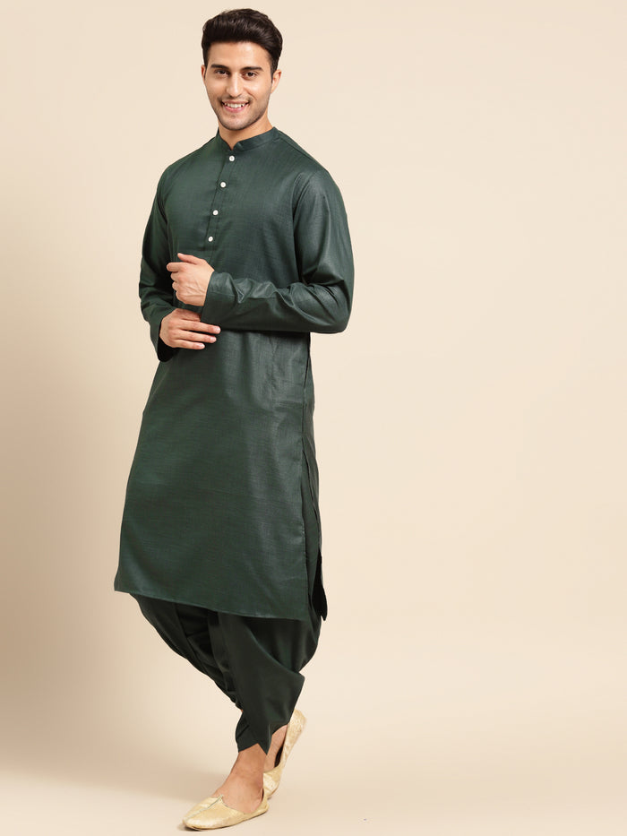 Kisah men Bottle green kurta jacket set