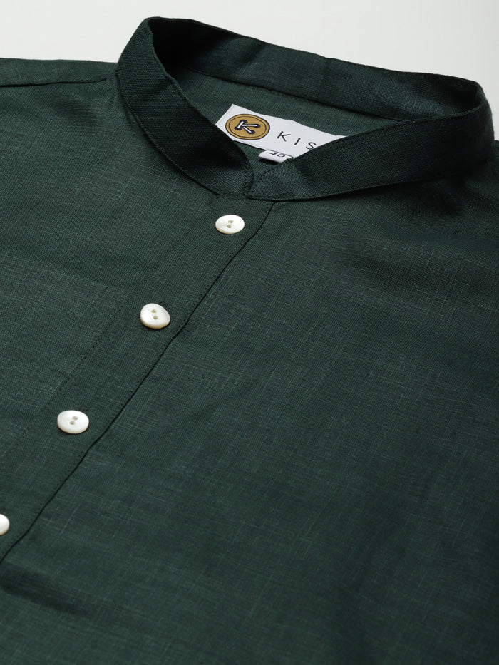 Kisah men Bottle green kurta jacket set