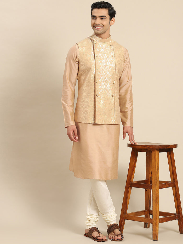 Kisah Men Gold Kurta Jacket Set